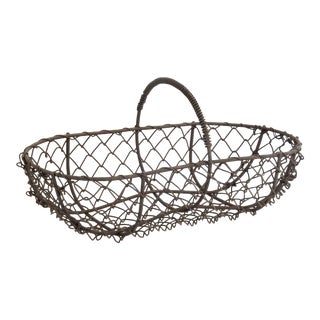Antique French Egg Gathering Basket For Sale
