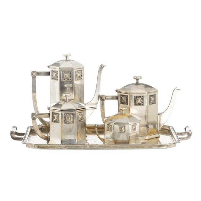 Art Deco Silver Plated Tea Set, Set of 5 For Sale - Image 6 of 6