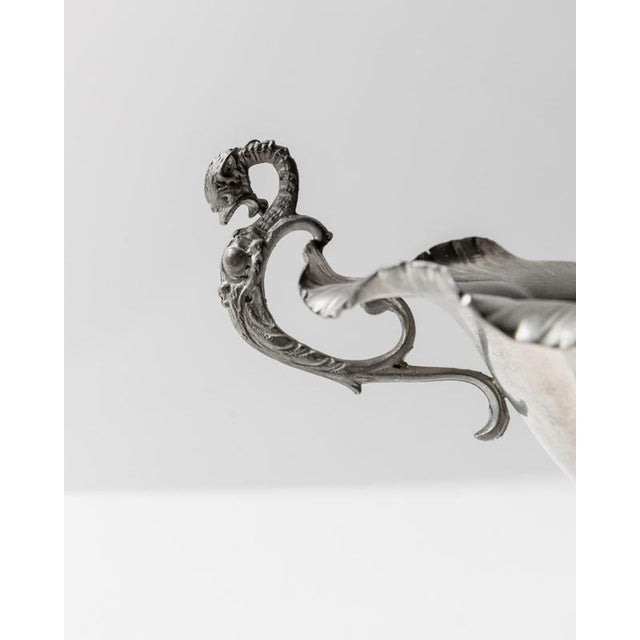 Large Vintage Pewter Centerpiece Bowl, 1940s For Sale - Image 5 of 11