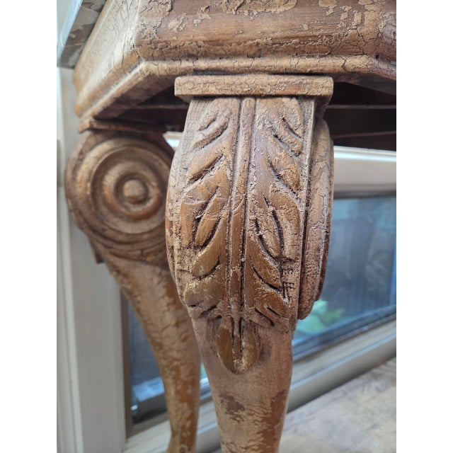 Beige Charlie Trotter's Restaurant Auction Provenance Neoclassical Carved Console With Inset Black Marble Top For Sale - Image 8 of 9