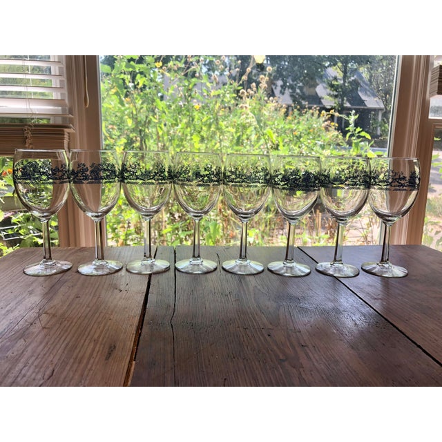 Mid 20th Century Blue Willow Wine Glasses Set 8 For Sale - Image 12 of 12