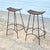 Mid Century Modern Woven Wicker Rattan & Black Iron Bar Stools - A Pair For Sale In Washington DC - Image 6 of 6