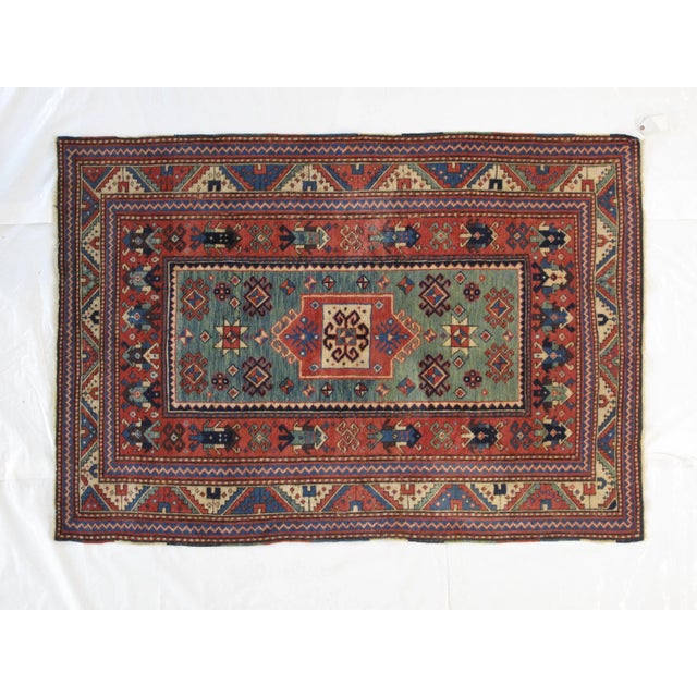 Textile 1970's Kazak ,4'5" X 6'3" For Sale - Image 7 of 7