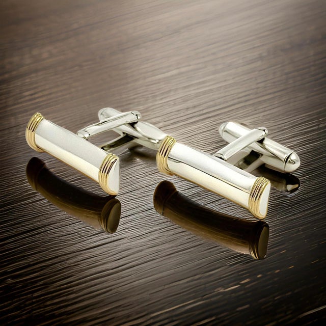 Silver Tiffany & Co Estate Cufflinks 18k Gold Sterling Silver, 2 pieces For Sale - Image 8 of 12