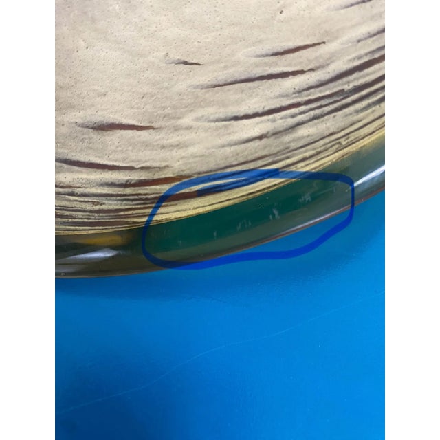 Late 20th Century Late 20th Century Murano Style White Cristal Style Amber Pedestal Bowl For Sale - Image 5 of 5