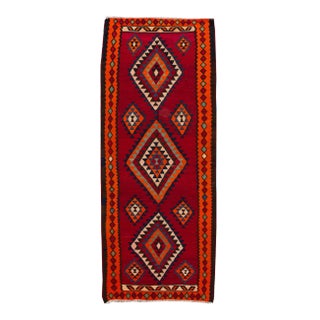 Mid-20th Century Vintage Kilim Rug 5' 2" X 12' 7'' For Sale