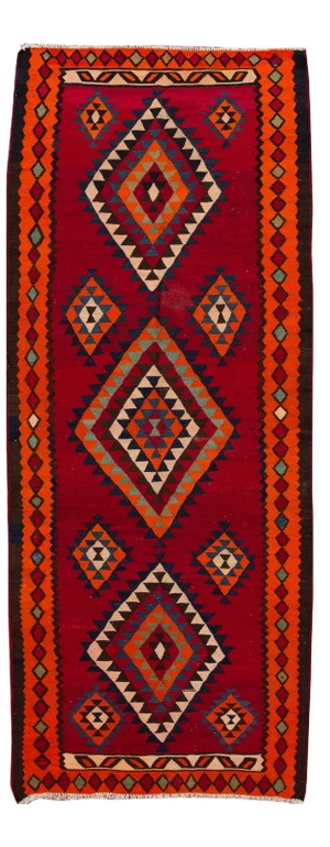 Mid-20th Century Vintage Kilim Rug 5' 2" X 12' 7''