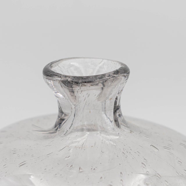 Art Deco Antique Schneider Brand Bubbled Glass Vase in Art Deco Style For Sale - Image 3 of 8
