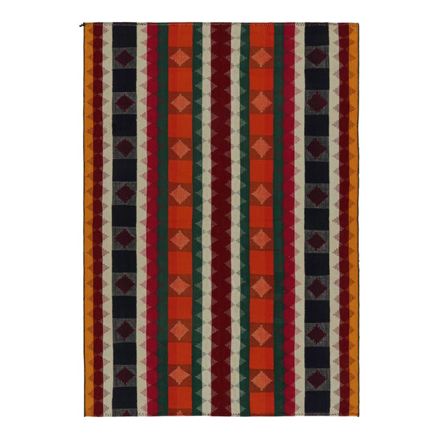 1950s Vintage Afghani Tribal Kilim Rug With Geometric Patterns For Sale