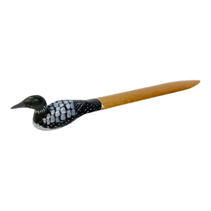 Vintage Hand-Painted Duck Motif Wood Letter Opener