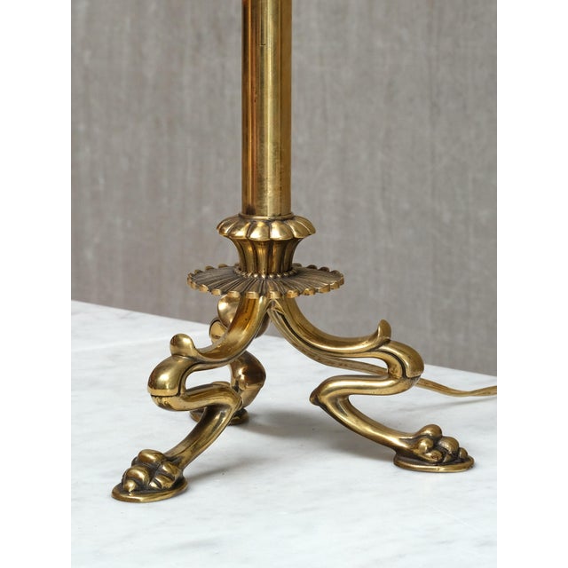 Brass Lamps with Lions Paw Feet attributed to Vilhelm Bissen, Denmark, 1890s, Set of 2 For Sale - Image 9 of 13