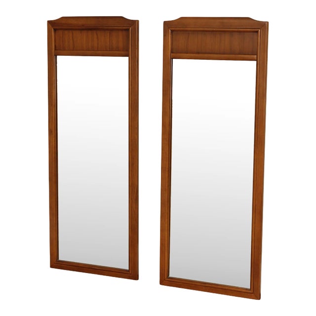Mid-Century Modern Pair of Walnut Pier Mirrors For Sale