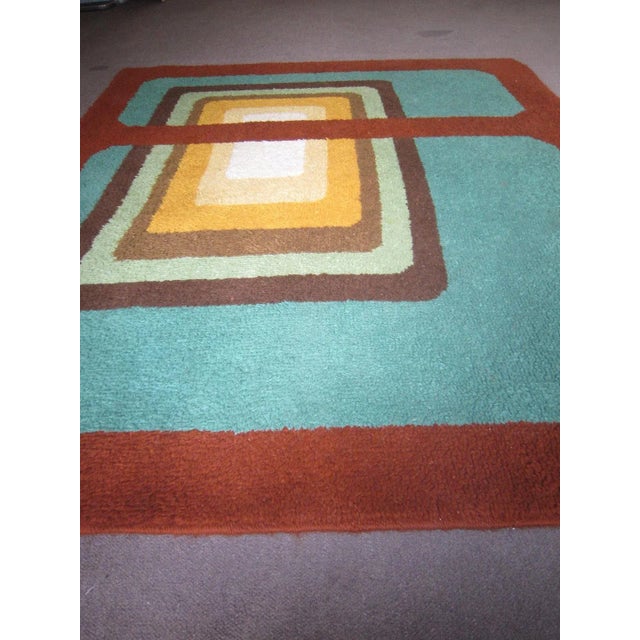 Metal 1950s Belgian Geometric Design Rug-5′8″ × 6′6″ For Sale - Image 7 of 13