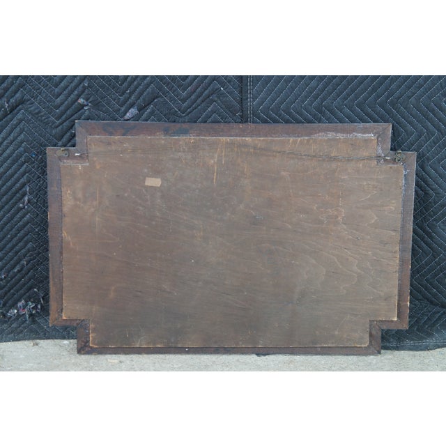 Brown Antique Victorian Quartersawn Oak Beveled Egg & Dart Vanity Mirror 34" For Sale - Image 8 of 9