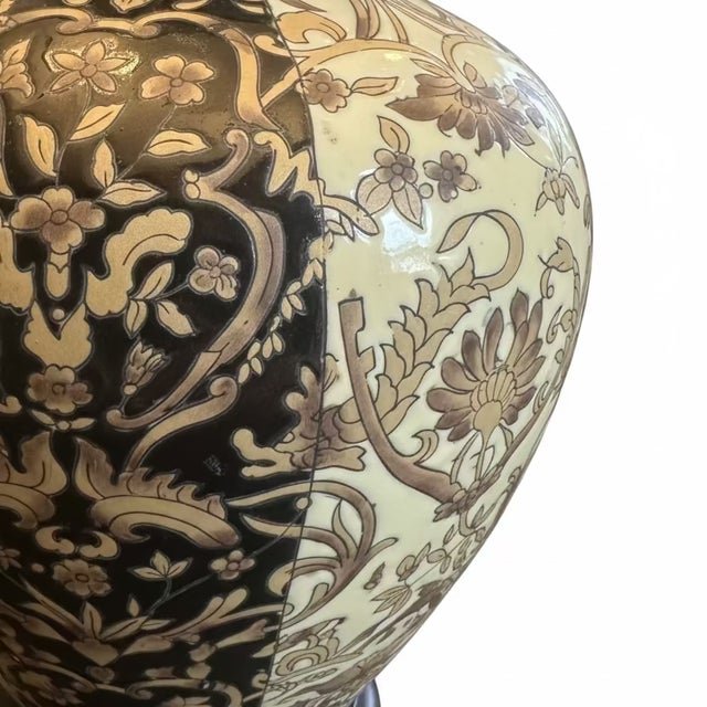 Japanese Moriage Raised-Enamel lamps, vintage with original wiring and beautiful chinoiserie details. This decorative...