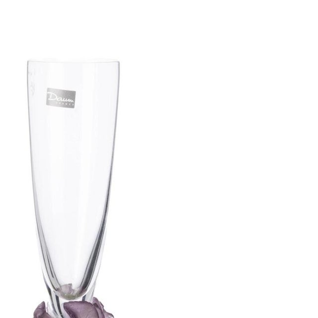 Glass Roses Flutes from Daum Nancy, Set of 2 For Sale - Image 4 of 6