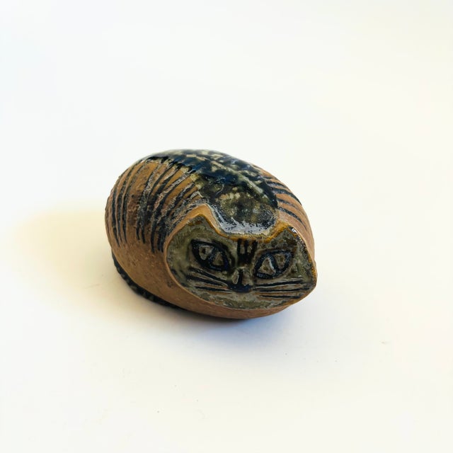 A vintage mid century pottery cat figurine or paperweight by Lisa Larson. Produced as part of the "Lilla Zoo Series" for...