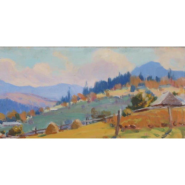 Realism Mountain Landscape Antique Oil Painting Original Soviet Art Ukrainian Artist Sholtes Zi 45-90 1970s For Sale - Image 3 of 6