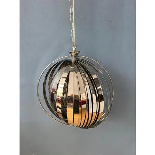 Plastic Chrome Moon Spiral Hanging Lamp by Henri Mathieu For Sale - Image 7 of 11