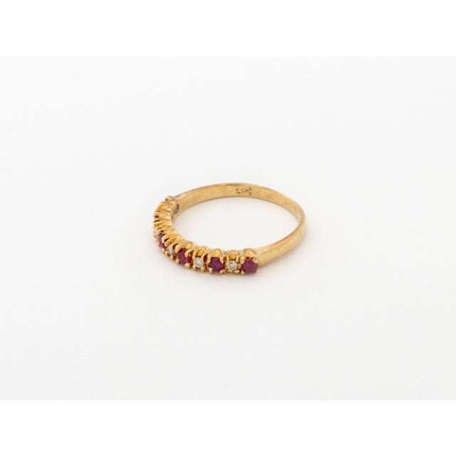 Late 20th Century Modernist Ruby and Diamond 14k Yellow Gold Ring For Sale - Image 5 of 8