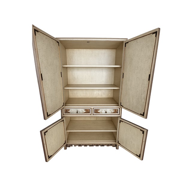 Chinoiserie Chinoiserie Lacquer Armoire & Matching Sideboard Set For Sale - Image 3 of 15