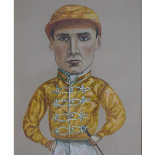 Traditional j.h. (Skeets) Martin (1875-1944) Jockey Pastel Watercolour Caricature Portrait by Nap For Sale - Image 3 of 7