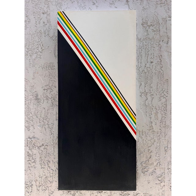 Wood Vintage Hard Edge Abstract Painting, 3d Convex Curved Pop Art For Sale - Image 7 of 9