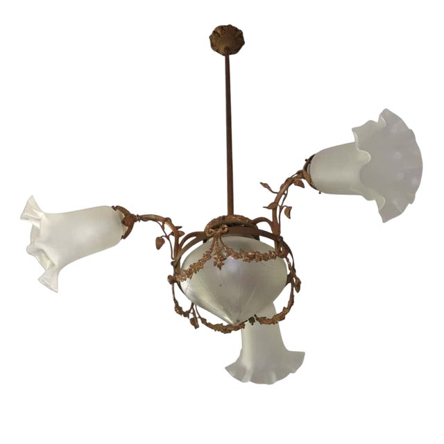 Liberty Chandelier in Metal and Glass For Sale