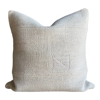 Vintage Turkish Hemp Rug Pillow 24" X 24" With Down Insert For Sale