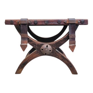 1940s Spanish Revival Foot Stool Bench Ottoman For Sale