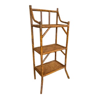 1970s Vintage Rattan & Seagrass Bookcase Etagere For Sale