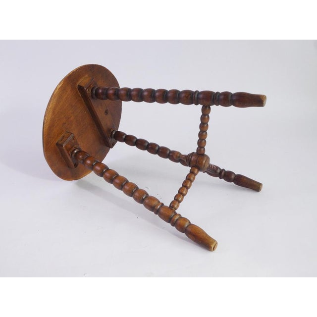 Antique French Round Wooden Bobbin Side Table or Stool, 1920s For Sale - Image 3 of 10