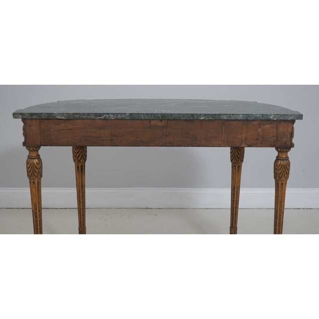 French Louis XVI Style Gold Finish Marble Top Console Table For Sale - Image 12 of 13