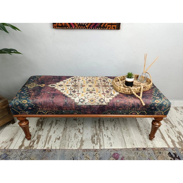 Details SIZE: 18X18X48 Inches ( with legs ) - 45x45x120 cm TYPE: Handmade Ottoman Bench CONDITION: is good. CONSTRUCT: It...