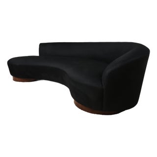Vladimir Kagan for Directional Serpentine Cloud Sofa in Black Cashmere, 1970s For Sale