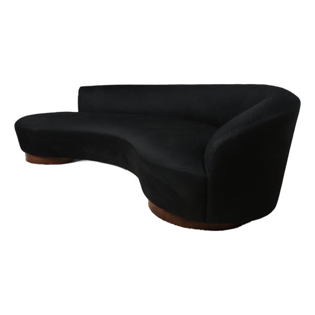 Vladimir Kagan for Directional Serpentine Cloud Sofa in Black Cashmere, 1970s For Sale