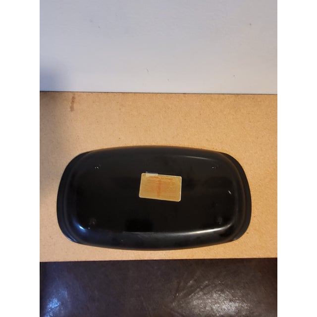 Black VTG MCM Couroc Ca Poppy Flower Rect Tray Inlaid 12.5”x9.5” Orange Yellow Gold For Sale - Image 8 of 11