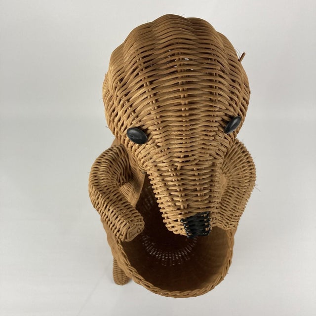 Brown Large VTG 28" Wicker Kangaroo Storage Basket Hamper Plant Toilet Paper Holder For Sale - Image 8 of 12