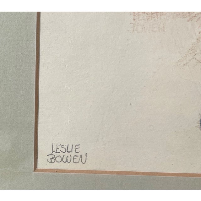 Vintage 1971 Original Leslie Bowen Nude Lady Woman Pencil Crayon Drawing Sketch For Sale - Image 14 of 14