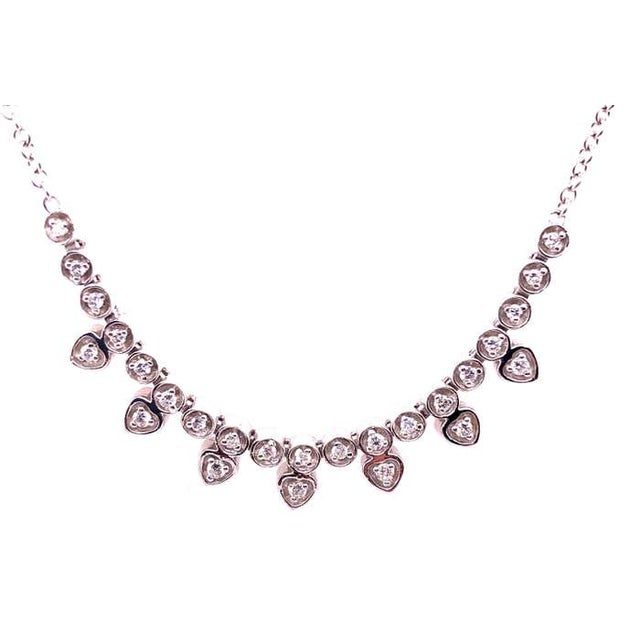 14 Karat White Gold Fancy Necklace With Diamonds For Sale - Image 4 of 12