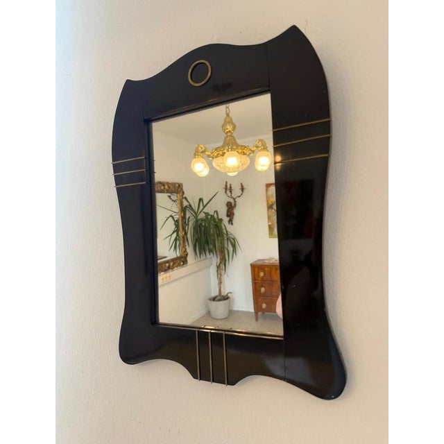 Brown Antique Art Nouveau Walnut Veneered Wall Mirror, 1890s For Sale - Image 8 of 9