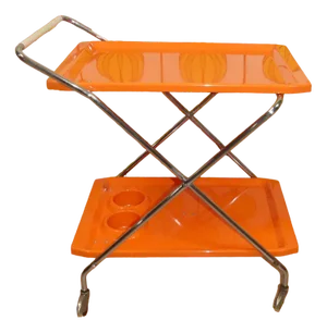Foldable Bar Cart in Orange Plastic, 1970s