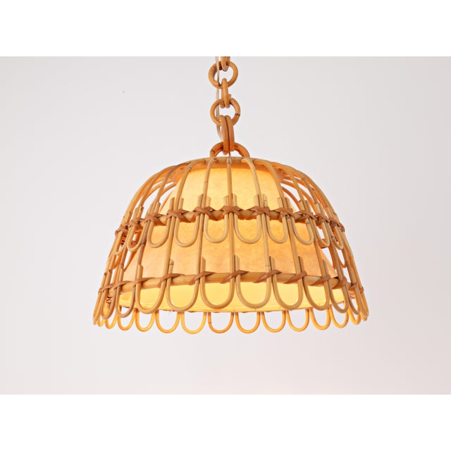 Mid 20th Century Spanish Rattan Pendant Lamp For Sale - Image 9 of 9