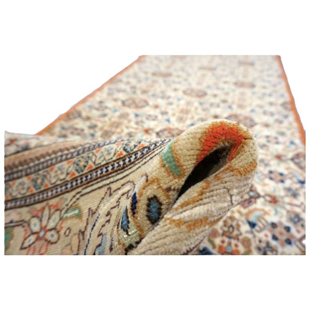 Vintage Persian Tabriz Taba Tabai Wool 3x10 Orange & Ivory Handmade Runner Rug #1144065 For Sale - Image 15 of 15