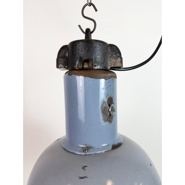 Bauhaus Bauhaus Industrial Grey Enamel Pendant Lamp from Elektrosvit, 1930s For Sale - Image 3 of 18