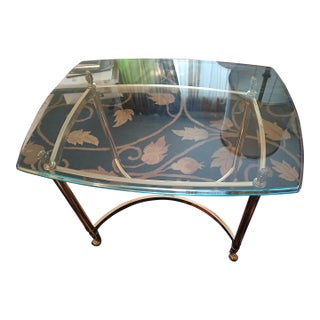 Vintage Brass and Glass La Barge Style Side Lamp Table For Sale