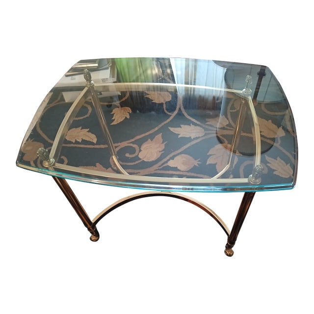 Vintage Brass and Glass La Barge Style Side Lamp Table For Sale