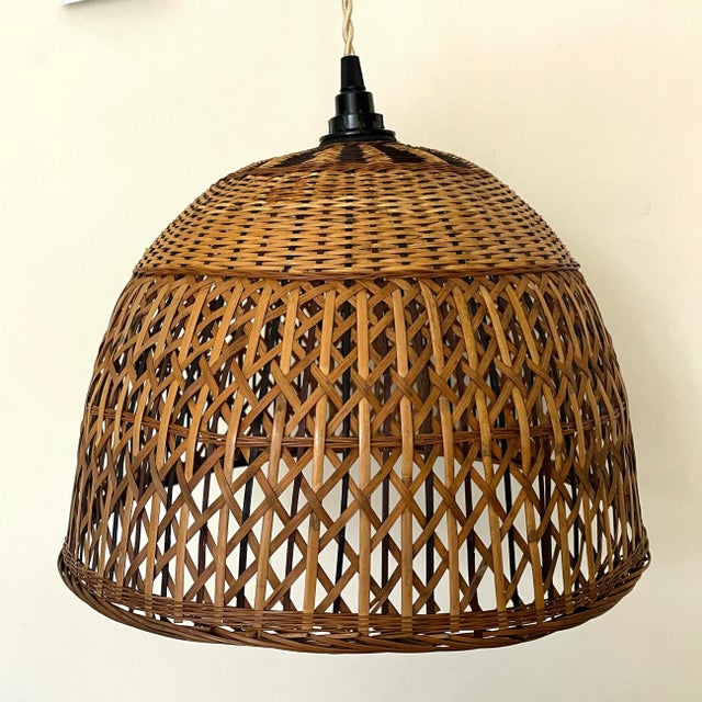 Mid 20th Century Mid-Century Wicker Pendant Lamp For Sale - Image 5 of 10