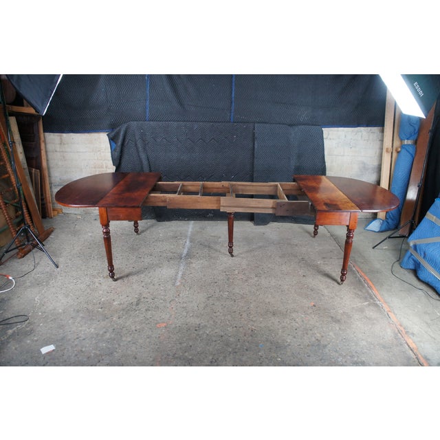 Antique American Victorian Cherry Oval Drop Leaf Farmhouse Dining Table 126" For Sale - Image 12 of 12