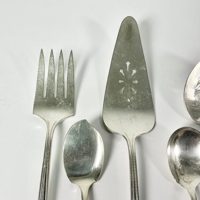 Early 20th Century Early 20th Century Art Deco Hollywood Regency Silverplate Serving Utensils - Set of 6. For Sale - Image 5 of 14